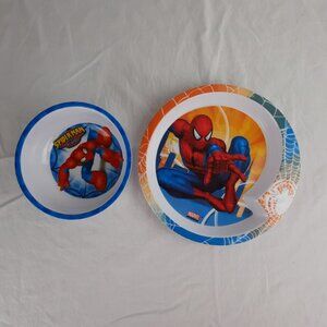 Zak! Designs Spiderman Child's 8" Plate and Spiderman Friends 5.5" Bowl